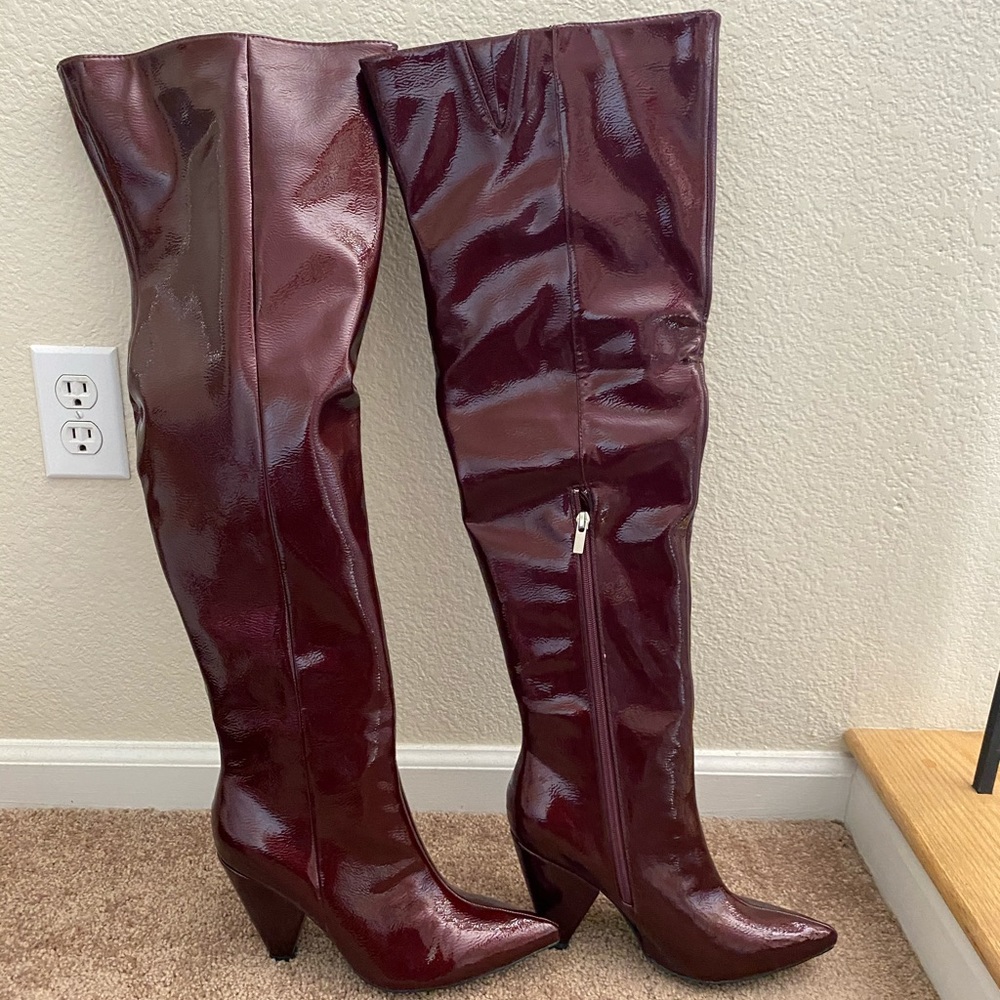 Forever 21 Burgundy Patent Thigh high/ OTK Boots